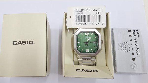 CASIO MTP‑B195 Series MTP-B195D-3AV Green Dial Analog 38 mm Watch