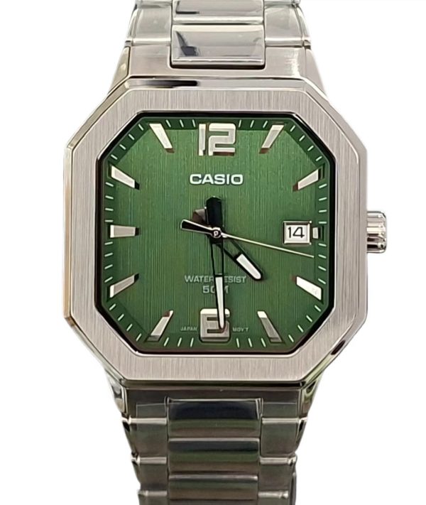 CASIO MTP‑B195 Series MTP-B195D-3AV Green Dial Analog 38 mm Watch