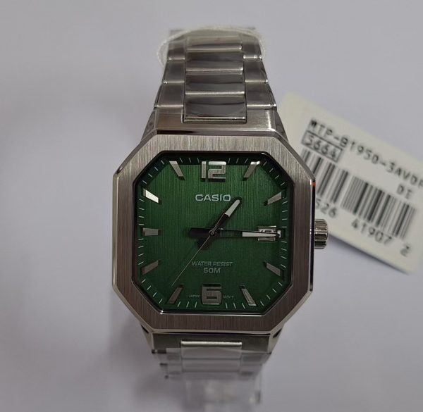 CASIO MTP‑B195 Series MTP-B195D-3AV Green Dial Analog 38 mm Watch