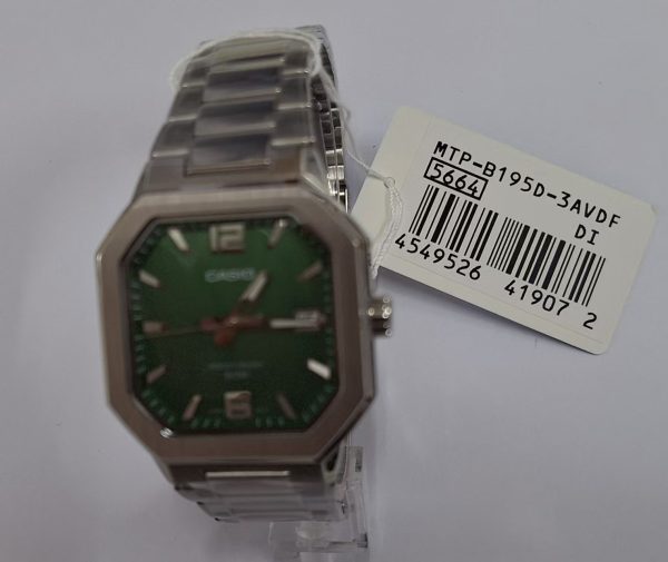CASIO MTP‑B195 Series MTP-B195D-3AV Green Dial Analog 38 mm Watch
