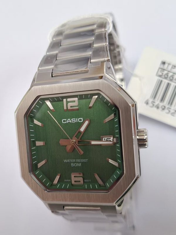 CASIO MTP‑B195 Series MTP-B195D-3AV Green Dial Analog 38 mm Watch