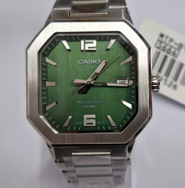CASIO MTP‑B195 Series MTP-B195D-3AV Green Dial Analog 38 mm Watch