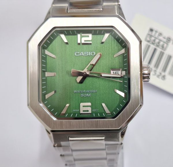 CASIO MTP‑B195 Series MTP-B195D-3AV Green Dial Analog 38 mm Watch